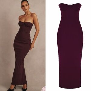 ❤️‍🔥firm price❤️‍🔥House of cb LUCIA Grape Strapless Corset Maxi Dress